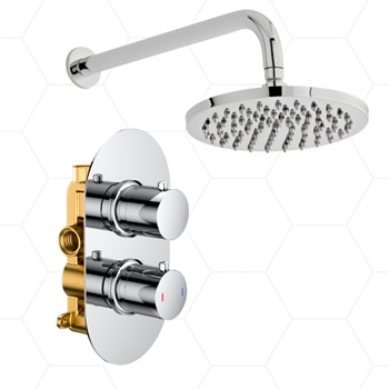 Rondo+ Concealed Thermostatic Valve with Round Arm Shower Head Chrome