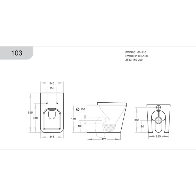 Genoa Square Rimless Back To Wall Pan with Soft Close Seat