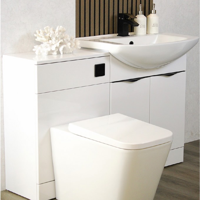 Lewis 550mm Vanity Unit Gloss White with Round Basin