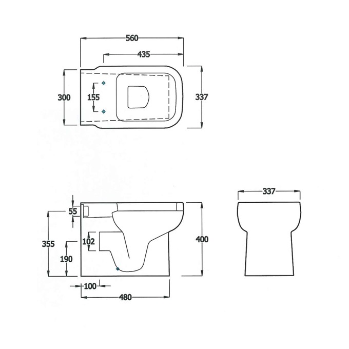 Essential Orchid 337mm Back to Wall Pan