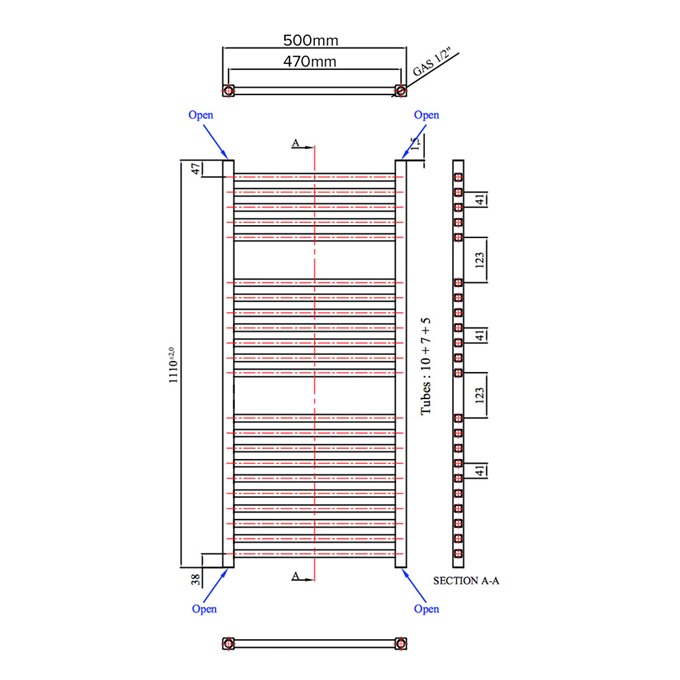 Lazzarini todi 1110 x 500 chrome Towel Warmer