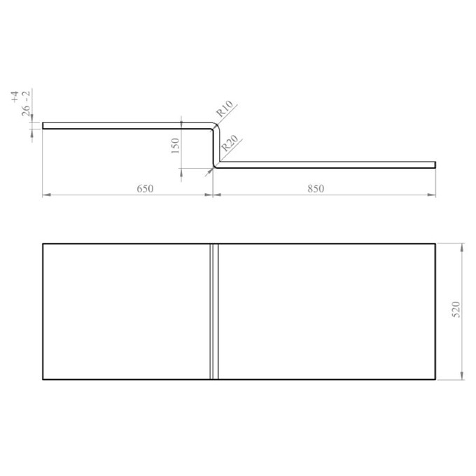 BC Designs Solidblue 1500mm L Shape Bath Panel - White