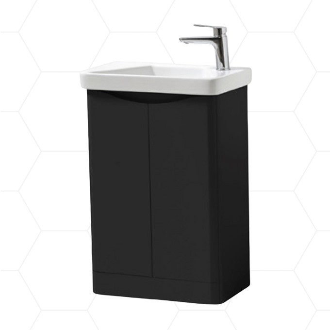 Nevis 500 x 280mm Floor Standing 2 Door Unit Matt Black with Basin