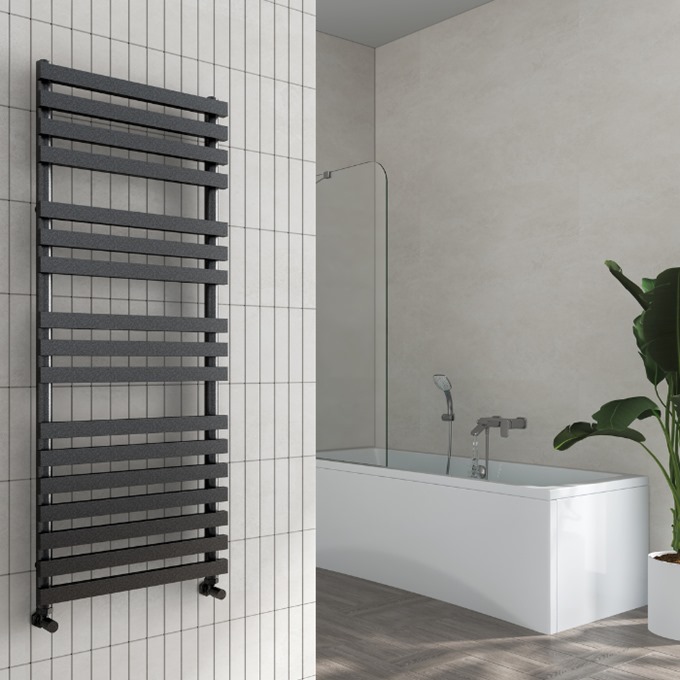 Onyx Matt Black Designer Towel Rail 1185 x 500mm