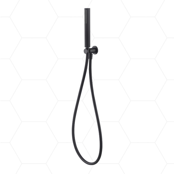 Round Handset with Hose, Bracket & Outlet Matt Black