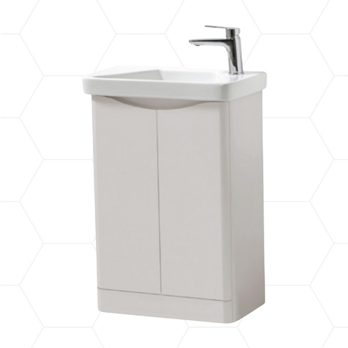 Nevis 500 x 280mm Floor Standing 2 Door Unit Cashmere with Basin