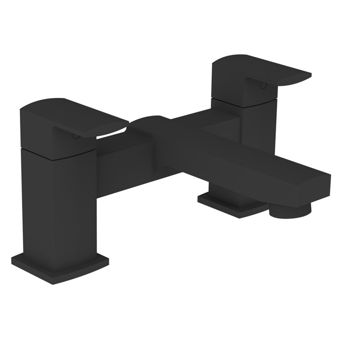 Essential Paron Matt Black Bath Filler 2 Tap Holes Matt Black