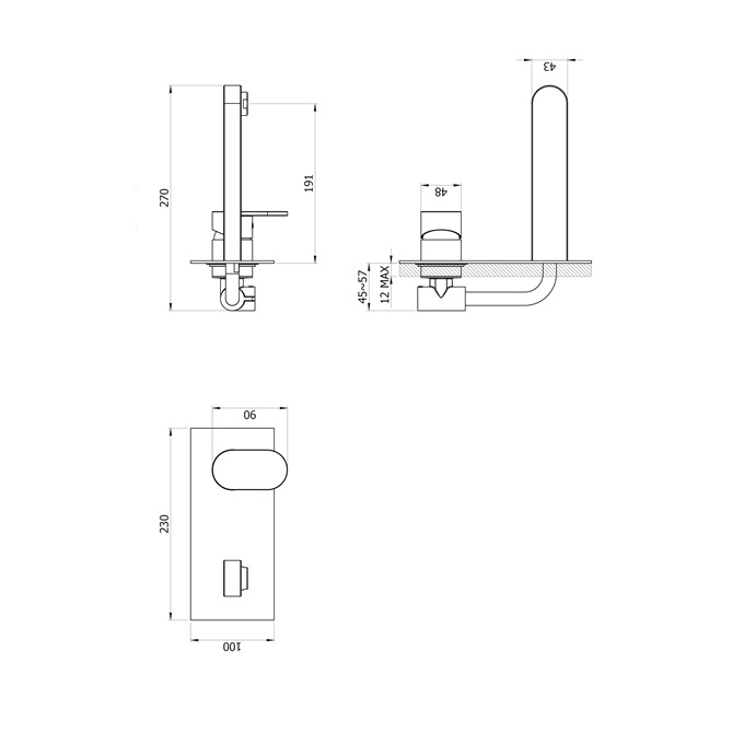 Essential Osmore Wall Mounted Mono Bath Filler 1 Tap Hole Chrome