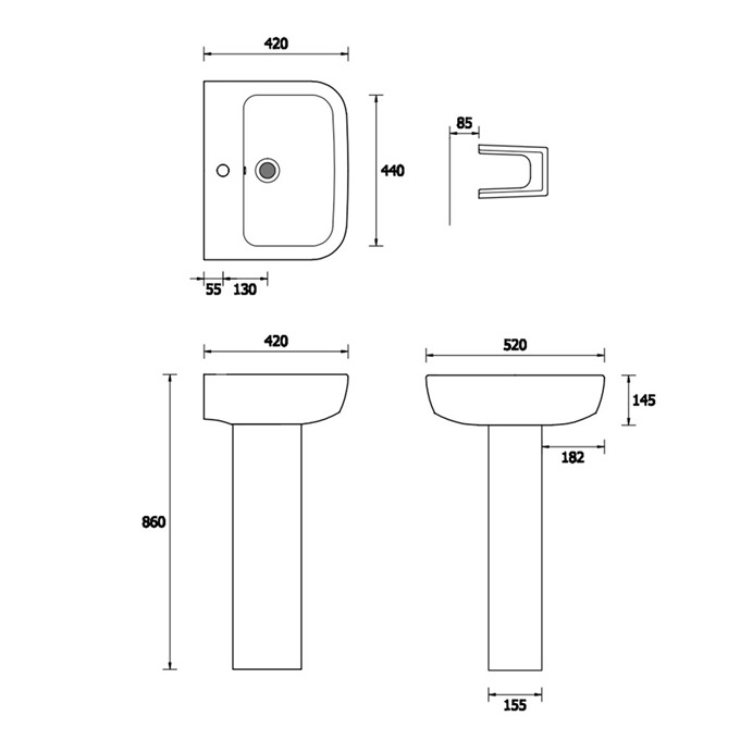 Essential ORCHID Full Pedestal Only; White