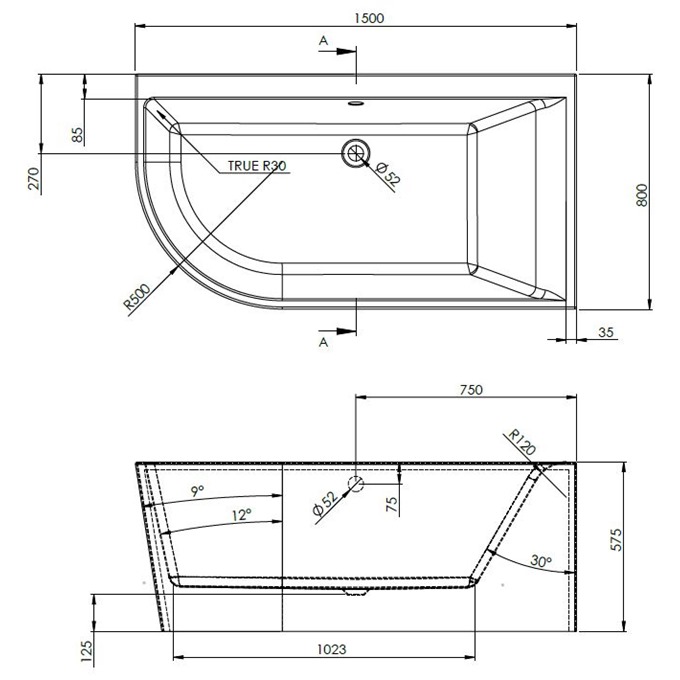 BC Designs Calverton Freestanding Right Hand Corner Bath