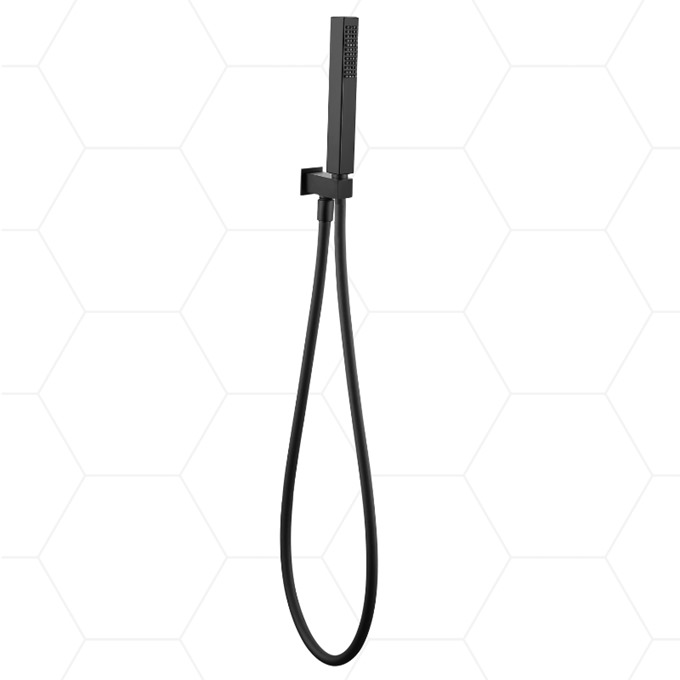 Square Handset with Hose, Bracket & Outlet Matt Black