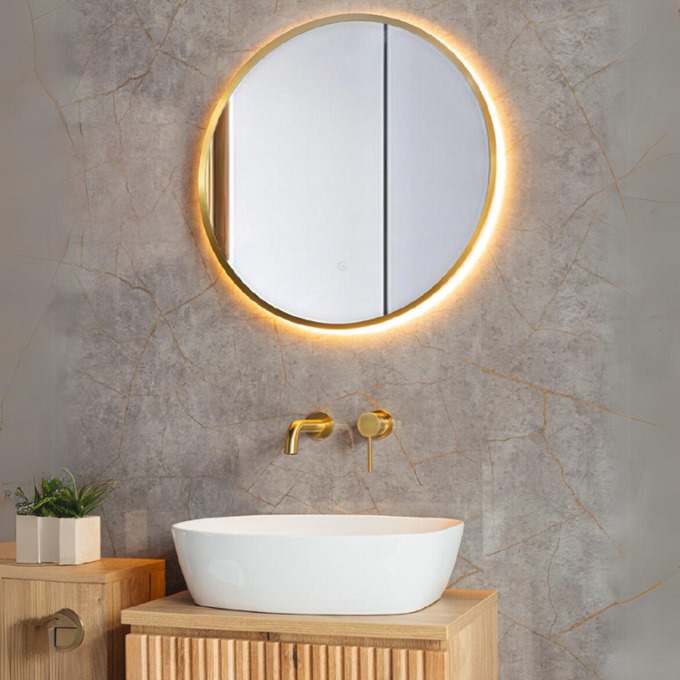 Orlando Round 3 Tone Brushed Brass Back Lit LED Mirror