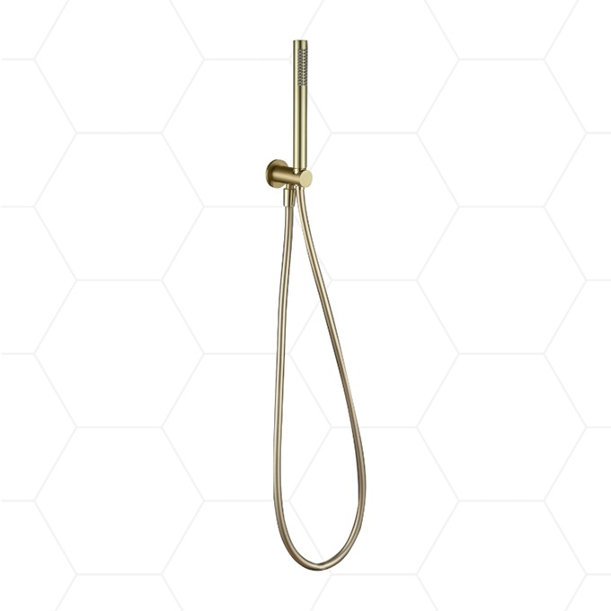 Round Handset with Hose, Bracket & Outlet Brushed Brass