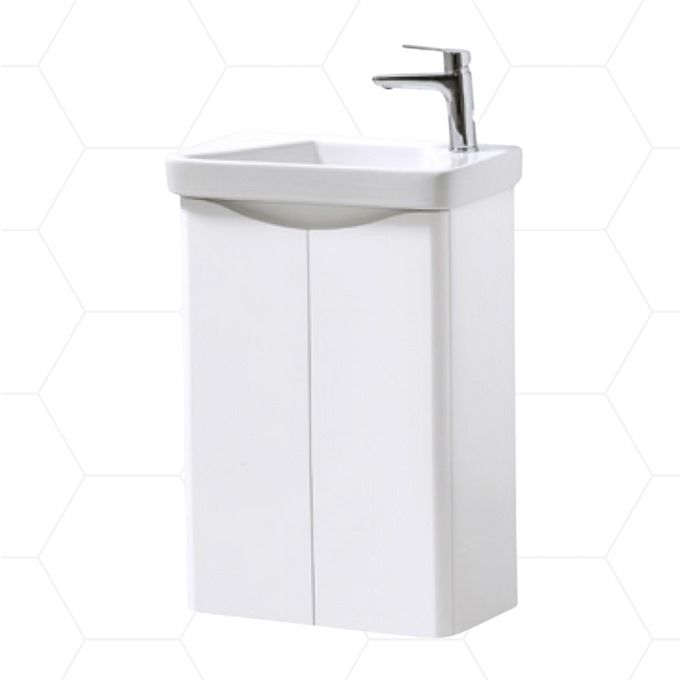 Nevis 500 x 280mm Floor Standing 2 Door Unit Gloss White with Basin