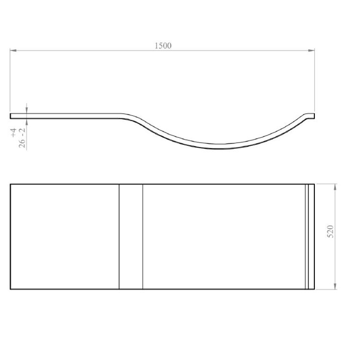 BC Designs Solidblue 1500mm P Shape Bath Panel - White