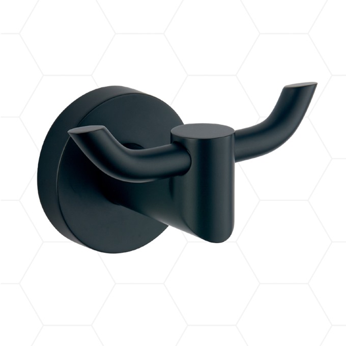 Chester Matt Black Double Robe Hook