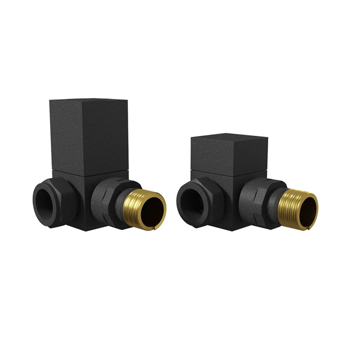 Essential Anthracite Square Corner Radiator Valve Pack (Pairs)