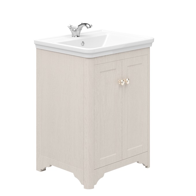 Essential Maine 600 2 Door FS Cashmere Ash Vanity Unit & Basin