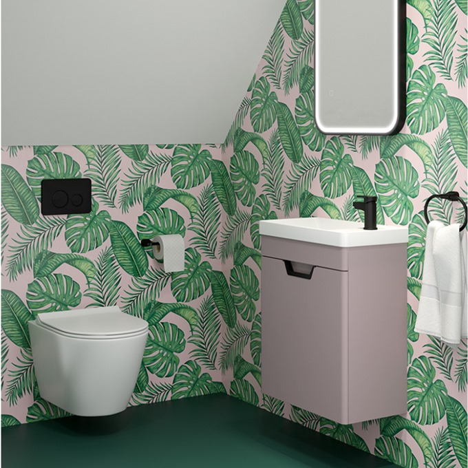 Freya 550mm Wall Mounted 1 Door Unit with Polymarble Basin - Coral Green