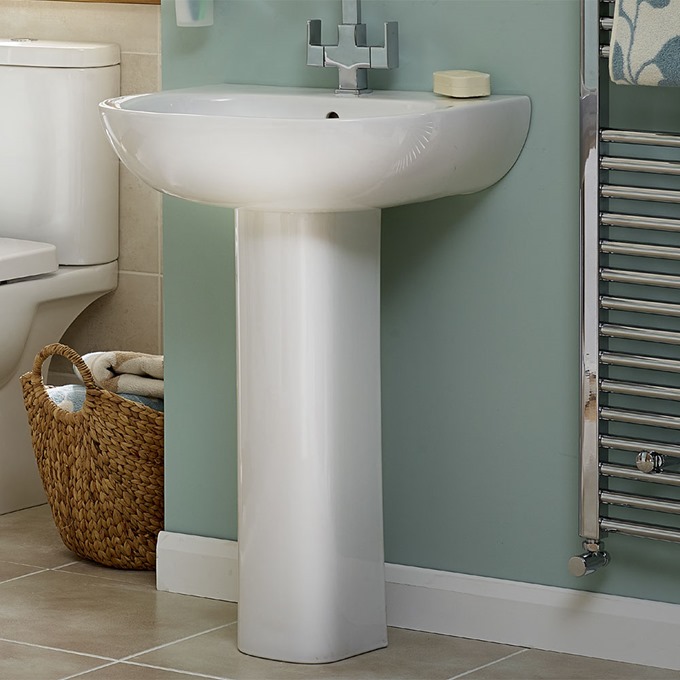 Essential Lily 550mm Pedestal Basin 1 Tap Hole