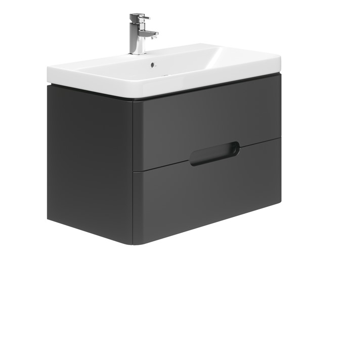 Essential Colorado 800 Wall Hung Unit & Basin Graphite Grey