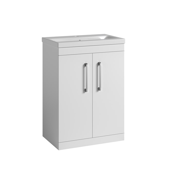 Essential Montana 600mm x 820mm 2 Door Vanity Unit & Basin - Gloss White