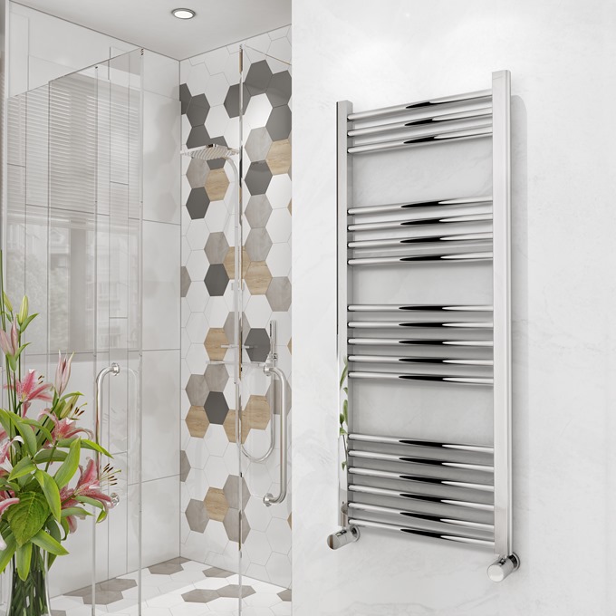 Straight Chrome Towel Rail 1000 x 500mm 25mm