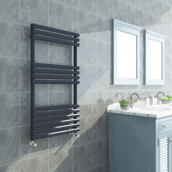 Shore Matt Black Designer Towel Rail 1200 x 500mm